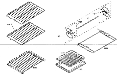Racks Diagram and Parts List for POM301 01 Thermador Microwave