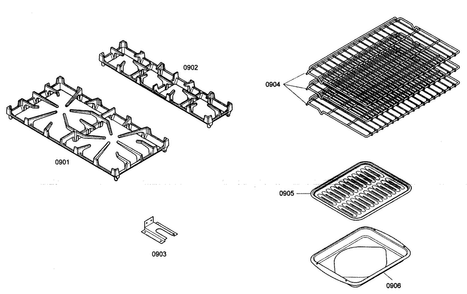 Grates/racks Diagram and Parts List for PRG304EH01  Thermador Range