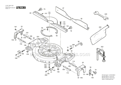 Page B Diagram and Parts List for 5412 0601665239 Bosch Miter Saw
