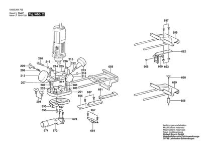 Section 2 Diagram and Parts List for POF500EA 0603261703 Bosch Router