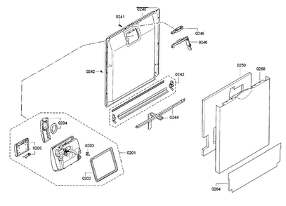 Door Assy Diagram and Parts List for SGE63E15UC 87 Bosch Dishwasher