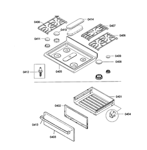 Top Assy/drawer Diagram and Parts List for HGS5053UC 05 Bosch Range
