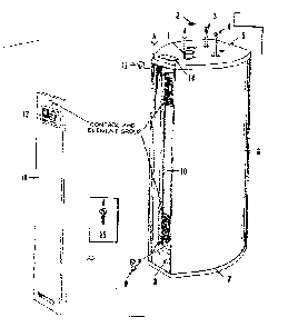 Non-functional Replacement Parts Diagram and Parts List for 15332640  Kenmore Water Heater