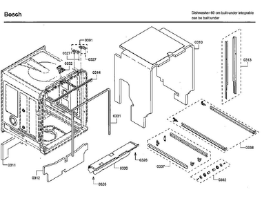 Cabinet Diagram and Parts List for SHPM65W52N 01 Bosch Dishwasher