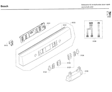 Control Panel Diagram and Parts List for SGE68U55UC C9 Bosch Dishwasher
