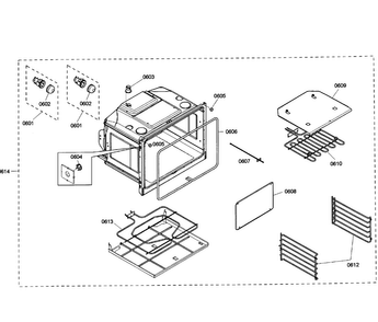 Oven Lower Diagram and Parts List for HBL5660UC 01 Bosch Wall Oven