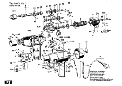 Section 1 Diagram and Parts List for 0601105945  Bosch Drill