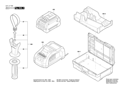 Diagram 2 Diagram and Parts List for GBH18V-40C 3 611 J17 080 Bosch Hammer Drill