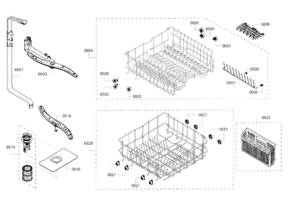 Rack Assy Diagram and Parts List for SHE3AR56UC 14 Bosch Dishwasher