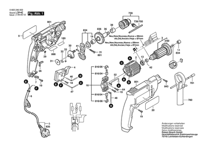 Section 1 Diagram and Parts List for PSB400-2 0603246032 Bosch Hammer Drill