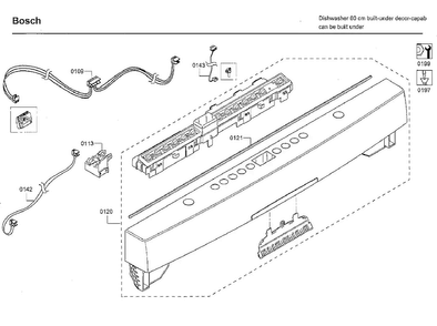 Control Panel Diagram and Parts List for SHSM63W55N 01 Bosch Dishwasher