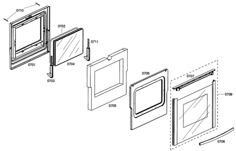 Door Assy Diagram and Parts List for HES345U 01 Bosch Range