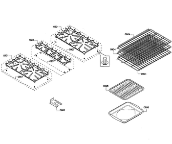 Grids/shelfs Diagram and Parts List for PRD304EG 11 Thermador Range