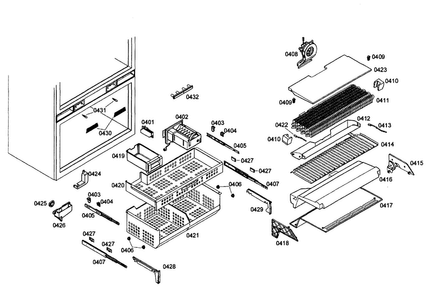 Freezer Assy Diagram and Parts List for T36IT71NNP 99 Thermador Refrigerator