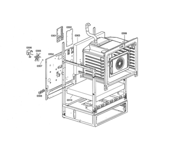 Power Board/baffle Diagram and Parts List for HES442U 02 Bosch Range