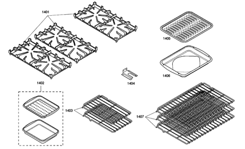 Accessory Diagram and Parts List for PRG486ELG03  Thermador Range