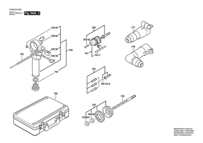 Section 2 Diagram and Parts List for GBH18 0603245038 Bosch Hammer Drill