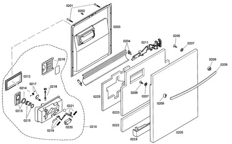 Door Assy Diagram and Parts List for SHX43M05UC 48 Bosch Dishwasher