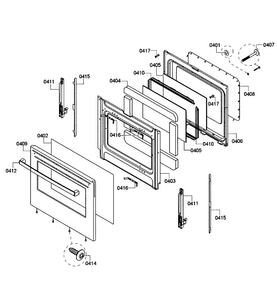 Door Assy Diagram and Parts List for HES3053U 09 Bosch Range