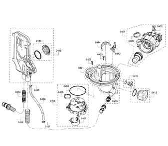 Pump Assy Diagram and Parts List for SHE53T56UC 01 Bosch Dishwasher
