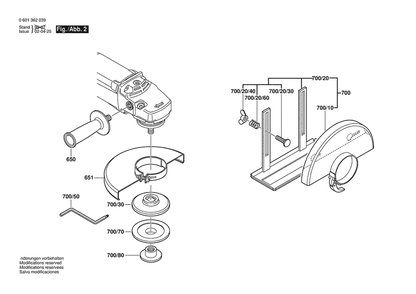 Section 2 Diagram and Parts List for GWS23-230 0601362039 Bosch Angle Grinder