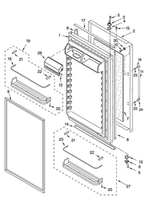Refrigerator Door Parts Diagram and Parts List for KBULT3661A02  Thermador Refrigerator