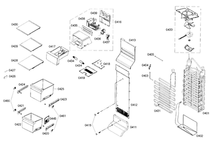 Freezer Assy Diagram and Parts List for B22CS50SNS 04 Bosch Refrigerator