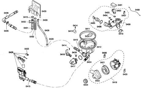 Pump Diagram and Parts List for SHE43M05UC 52 Bosch Dishwasher
