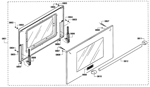 Door Assy Diagram and Parts List for PRG366GH 01 Thermador Range