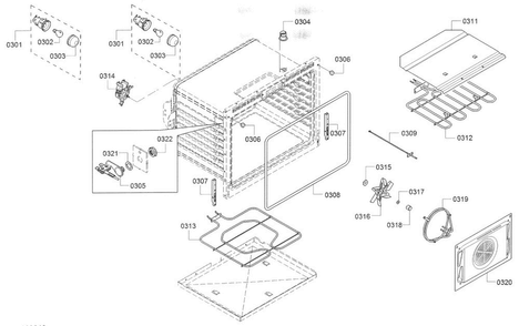 Cavity Diagram and Parts List for HEI8054U 04 Bosch Range