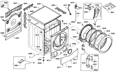 Cabinet Assy Diagram and Parts List for WFVC540SUC 19 Bosch Washer