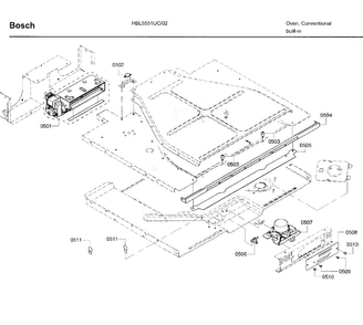 Latch Asy Diagram and Parts List for HBL5551UC 02 Bosch Wall Oven