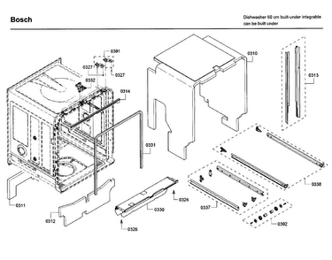 Frame Diagram and Parts List for SHP65T56UC 09 Bosch Dishwasher