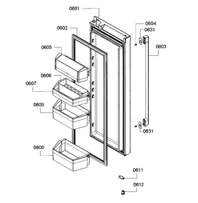 Fridge Door 2 Diagram and Parts List for B26FT70SNS 07 Bosch Refrigerator