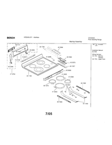 Maintop Assembly Diagram and Parts List for HES245U 01 Bosch Range