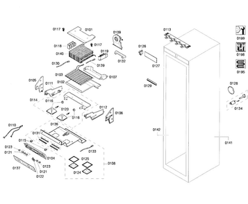 Cabinet Parts Diagram and Parts List for T18ID80NLP 39 Thermador Freezer