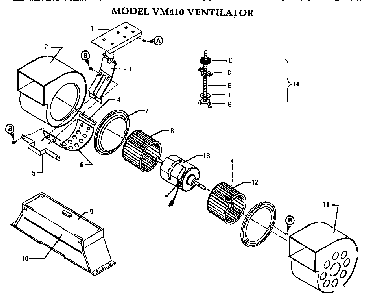 Model Vm410 Ventilator Diagram and Parts List for HB36QW  Thermador Range Hood