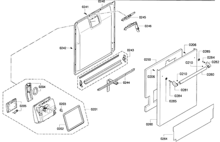 Door Assy Diagram and Parts List for DWHD650GFP 01 Thermador Dishwasher