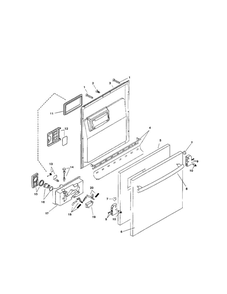 Door Assembly Diagram and Parts List for SHU9912UC 12 Bosch Dishwasher