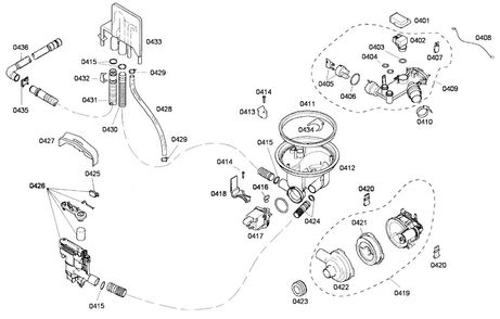 Pump Assy Diagram and Parts List for SHE43F02UC 50 Bosch Dishwasher