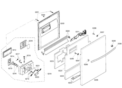 Door Diagram and Parts List for SHX57C05UC 47 Bosch Dishwasher