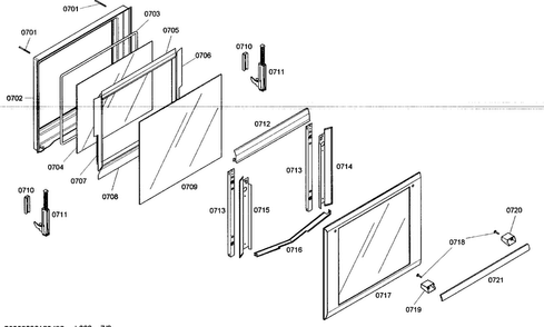 Bottom Door Assy Diagram and Parts List for ME272ES01  Thermador Wall Oven