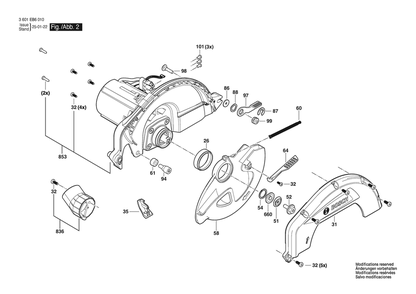 Section 2 Diagram and Parts List for 3601EB6010  Bosch Circular Saw