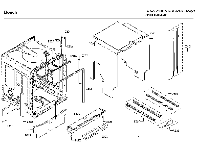 Cabinet Diagram and Parts List for SHE878WD6N 01 Bosch Dishwasher