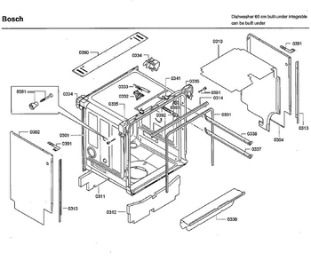 Cabinet Diagram and Parts List for SHX9PT75UC 86 Bosch Dishwasher