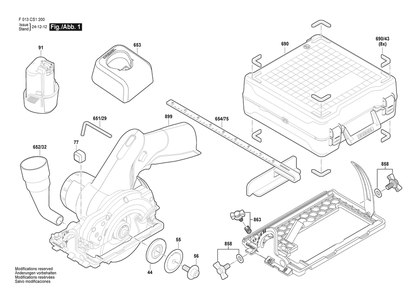 Section 1 Diagram and Parts List for F013CS1200  Bosch Circular Saw