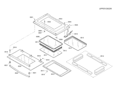 Upper Door Diagram and Parts List for HBL5055AUC 01 Bosch Wall Oven