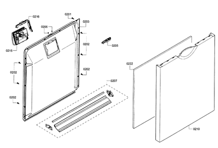 Door Assy Diagram and Parts List for SHE3AR76UC 14 Bosch Dishwasher