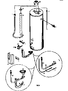 50 Gallon Diagram and Parts List for 153338160  Kenmore Water Heater