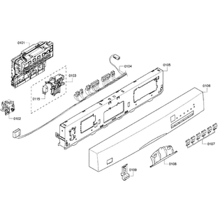 Control Panel Diagram and Parts List for SHE43P06UC 64 Bosch Dishwasher
